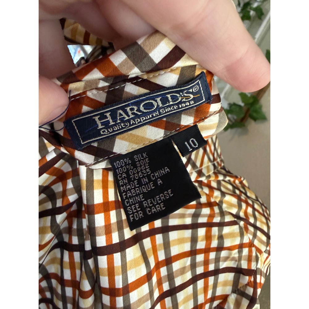 VTG Harold's 10 Women Button Up 100% Silk Striped Shirt Retro Style 90s Silky - Picture 4 of 7
